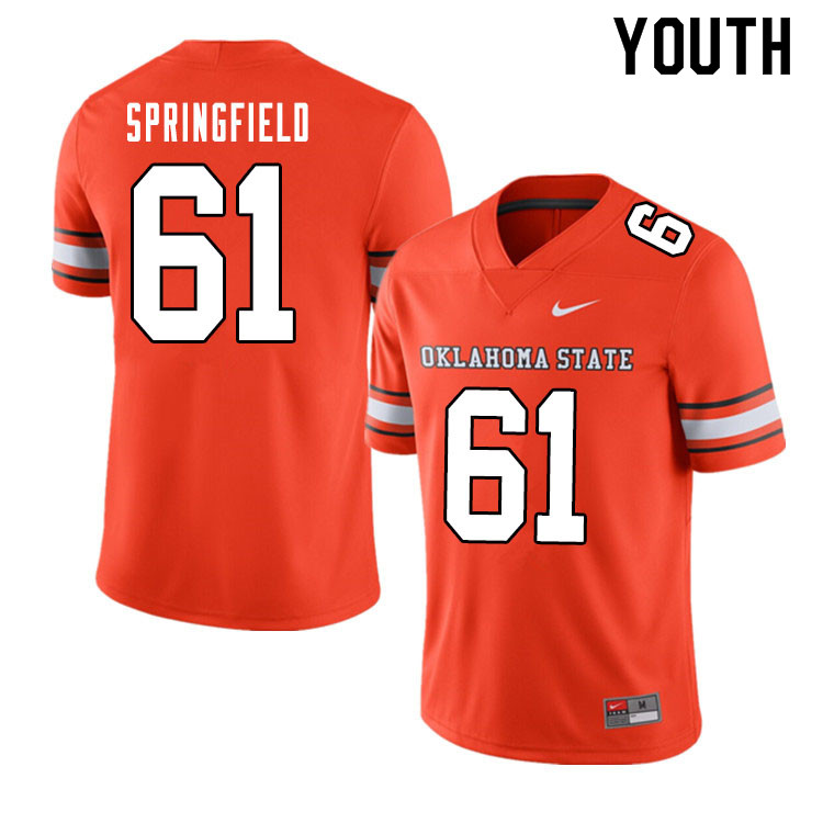 Youth #61 Jake Springfield Oklahoma State Cowboys College Football Jerseys Sale-Alternate Orange - Click Image to Close